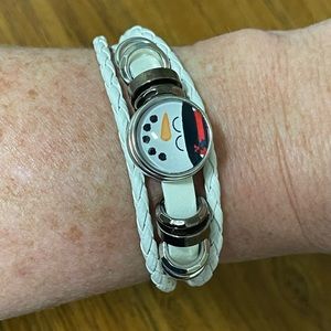 Snowman “snap” faux leather bracelet